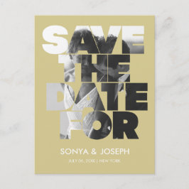 シンプル色のエレガント文字と写真の保存日付 ポストカード