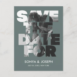 シンプル色のエレガント文字と写真の保存日付 ポストカード