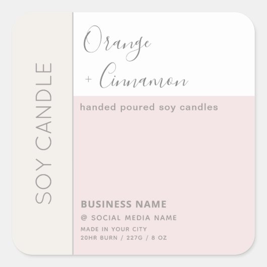 シンプル色エレガントブロックタイポグラフィしょうゆろうそく スクエアシール (正面)