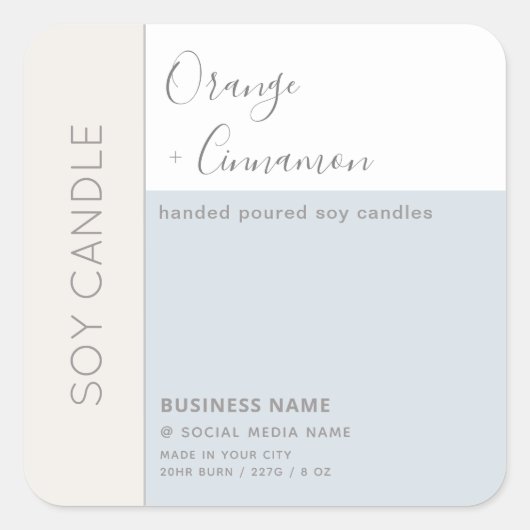 シンプル色エレガントブロックタイポグラフィしょうゆろうそく スクエアシール (正面)