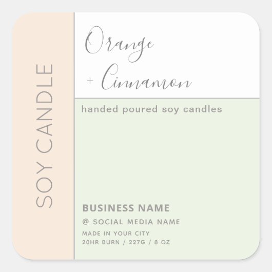 シンプル色エレガントブロックタイポグラフィ スクエアシール (正面)