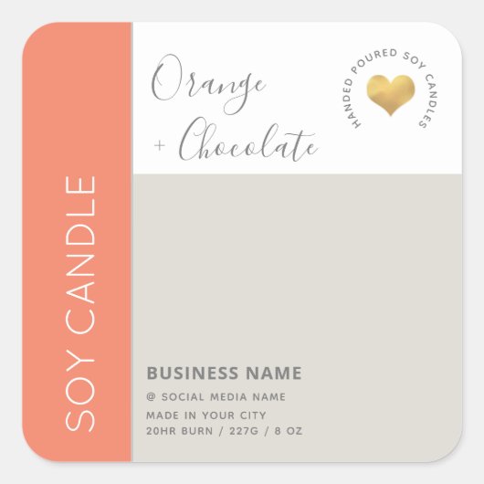 シンプル色エレガントブロックタイポグラフィ スクエアシール (正面)