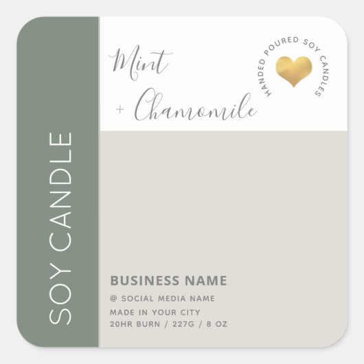 シンプル色エレガントブロックタイポグラフィ スクエアシール (正面)