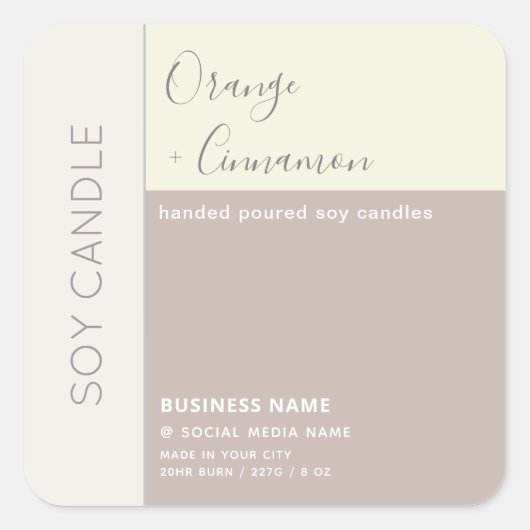 シンプル色エレガントブロックタイポグラフィ スクエアシール (正面)