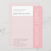 シンプル色エレガントブロックsweet sixteen 招待状 (正面/裏面)