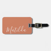 シンプル色無地の名パーソナライズされたTerracotta ラゲッジタグ (正面横)