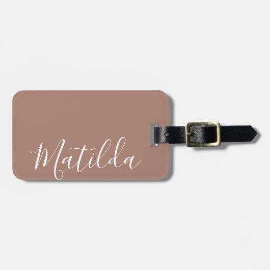 シンプル色無地の名パーソナライズされたTerracotta L ラゲッジタグ (正面横)