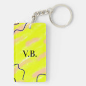 シンプル色無地の追加名文字モノグラム黄色 キーホルダー (裏面)