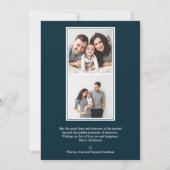 シンプル色 | 青淡い色のい縦数々の写真 招待状 (裏面)