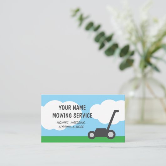 シンプル芝刈りサービス名刺テンプレート 名刺 (スタンド正面)