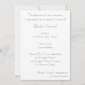 シンプル花のブライダルシャワー招待 招待状 (裏面)