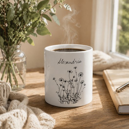 シンプル花の国フィールドMonogram コーヒーマグカップ