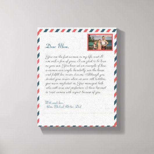 シンプル花の手書き愛ママおばあちゃんメッセージ キャンバスプリント (正面)