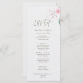 シンプル花エレガントなウェディングメニュー メニュー (正面/裏面)