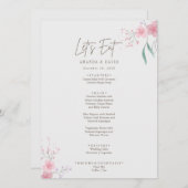 シンプル花エレガントなウェディングメニュー メニュー (正面/裏面)