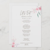 シンプル花エレガントなウェディングメニュー メニュー (正面/裏面)