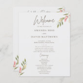 シンプル花エレガントな結婚式プログラム (正面/裏面)