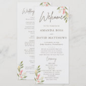 シンプル花エレガントな結婚式プログラム (正面/裏面)