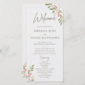 シンプル花エレガントな結婚式プログラム (正面/裏面)