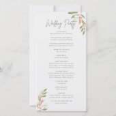 シンプル花エレガントな結婚式プログラム (裏面)