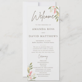 シンプル花エレガントな結婚式プログラム