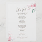 シンプル花エレガントな結婚式 メニュー (正面/裏面)