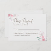 シンプル花エレガントな結婚式 出欠カード (正面/裏面)