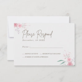 シンプル花エレガントな結婚式 出欠カード