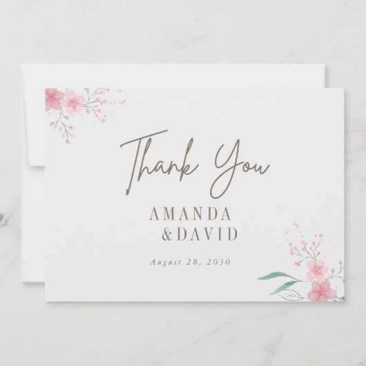 シンプル花エレガント サンキューカード (正面)