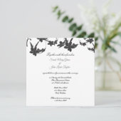 シンプル花シルエット結婚式招待状|正方形 招待状 (スタンド正面)