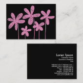 シンプル花スケッチ – ピンクon黒 名刺 (正面/裏面)