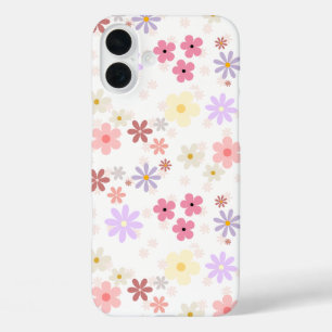 シンプル花パターン(の模様が)ある iPhone 16 PLUSケース