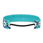 シンプル花パールドーナツ青ホワイトブラック2 アスレチックヘッドバンド (裏面)