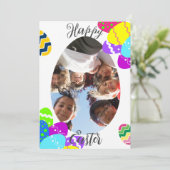 シンプル花モダンハッピーイースターへ友だち写真 シーズンカード (スタンド正面)