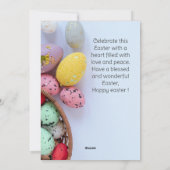 シンプル花モダンハッピーイースターへ友だち写真 シーズンカード (裏面)