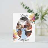 シンプル花モダンハッピーイースターへ友だち写真 シーズンポストカード (スタンド正面)