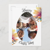 シンプル花モダンハッピーイースターへ友だち写真 シーズンポストカード (正面/裏面)