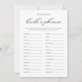 シンプル花嫁のフレーズをブライダルゲームカードを完成させる 招待状 (正面)