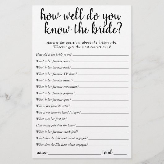 シンプル花嫁を知る最高の人 |ブラックゲームカード (正面)