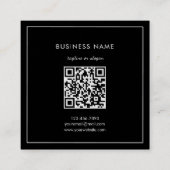 シンプル花白ブラック紙QRコードありがとう スクエア名刺 (裏面)