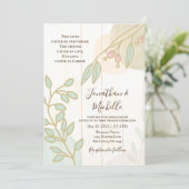 シンプル花素朴白ウッドクリスチャン結婚ズ 招待状 (スタンド正面)