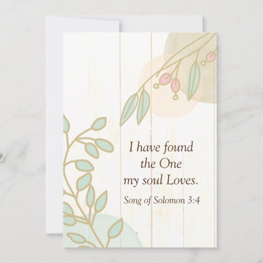 シンプル花素朴白ウッドクリスチャン結婚ズ 招待状 (裏面)