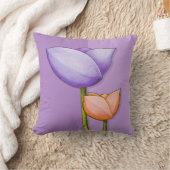 シンプル花紫色オレンジクッション クッション (ブランケット)