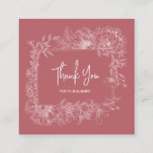 シンプル花縁どほこりピンクQRコードありがとう スクエア名刺 (正面)
