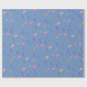 シンプル英語ピンク紫の花ありがとうギフト ラッピングペーパー (フラット)