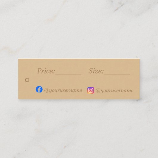 シンプル茶エレガント価格ラベル スキニー名刺 (裏面)
