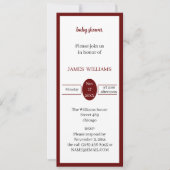 シンプル茶色の赤パーソナライズされたちゃんシャワー 招待状 (正面)