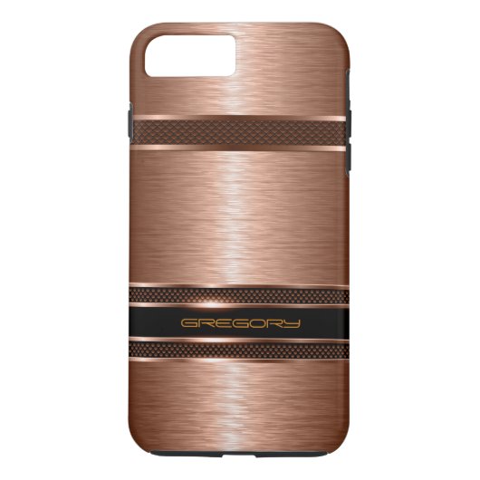 シンプル茶色の銅色メタリックルック Case-Mate iPhoneケース (裏面)