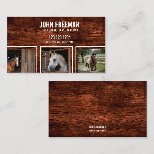 シンプル茶色の馬の写真が安定しウマ科のて 名刺 (正面/裏面)