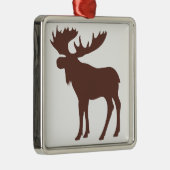 シンプル茶色ムース記号スクエアオーナメント メタルオーナメント (右)